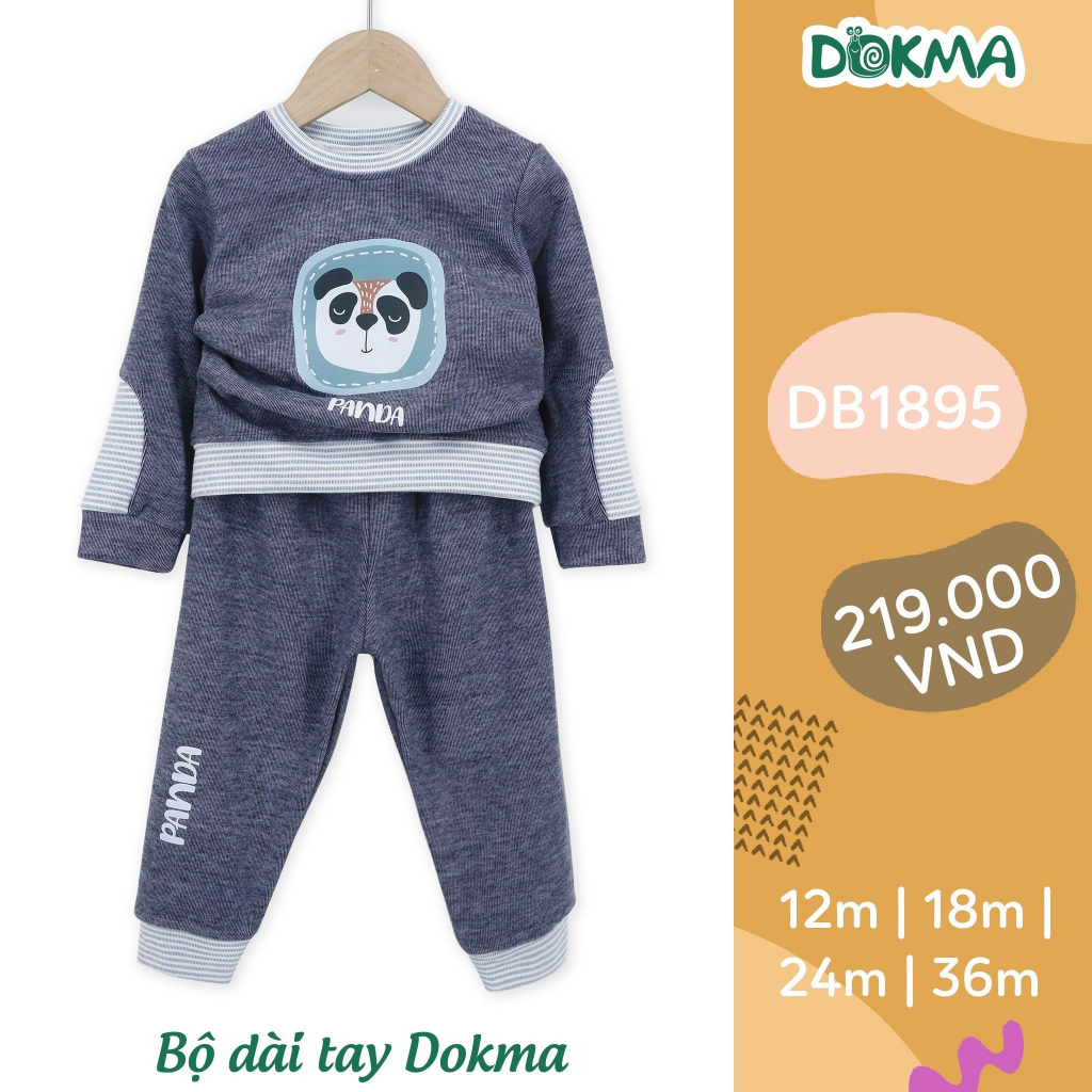 Bộ dài tay bé trai Dokma vải nỉ bông dày ấm DB1895