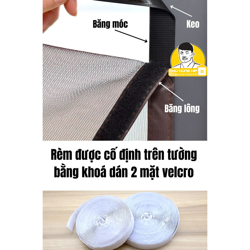 Rèm Cửa Chính 100x220cm Chống Muỗi Dán Tường - Có Nam Châm Tự Động Đóng Siêu Bền - Chú Hùng Híp