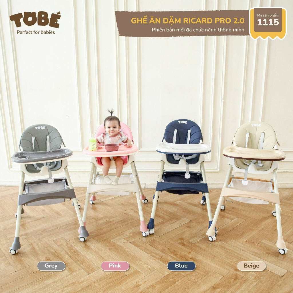 Ghế Ăn Dặm Ricard Pro Tobé Bản Ngả Cao Cấp Gập Gọn Cho Bé Từ 6 Tháng Lunakidsbaby