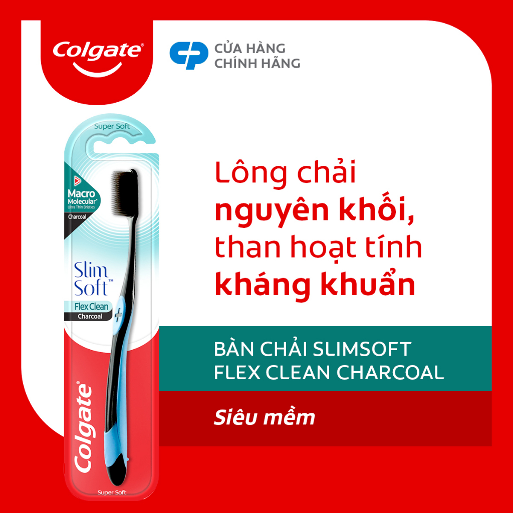 Bàn chải Colgate Slimsoft Flex Clean Charcoal nguyên khối than hoạt tính kháng khuẩn