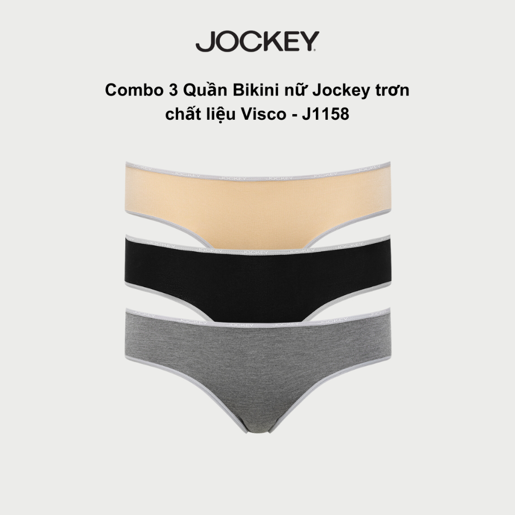 Combo 3 Quần Bikini nữ Jockey trơn chất liệu Visco - J1158 [Giao màu ngẫu nhiên]