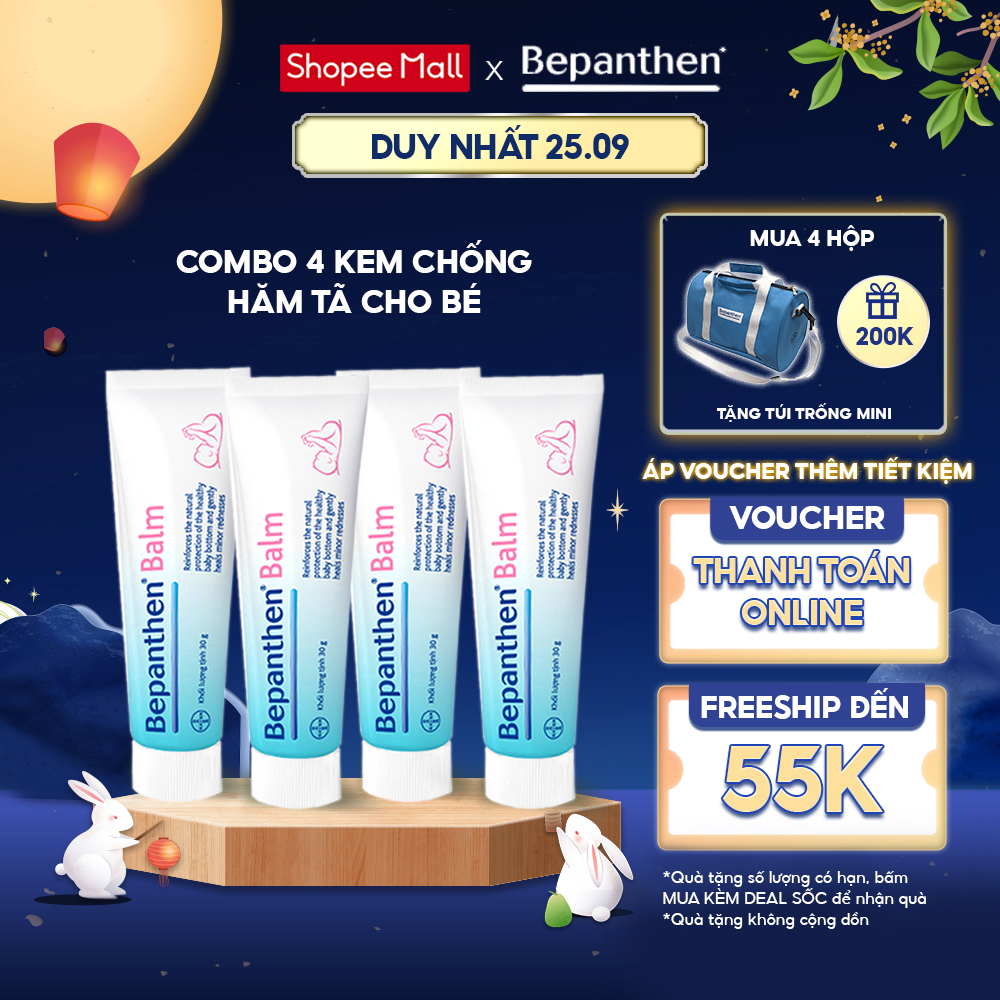 Bộ 4 tuýp kem chống hăm Bepanthen Balm dạng kem mỡ 30g/tuýp