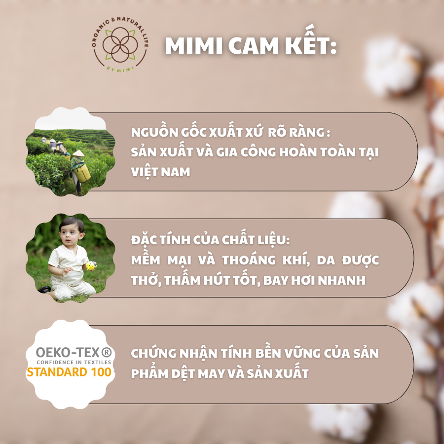 Quần Lót Mimi Organic Official Dáng Boxer Bé Trai Màu Be Kín Sợi Bông Hữu Cơ