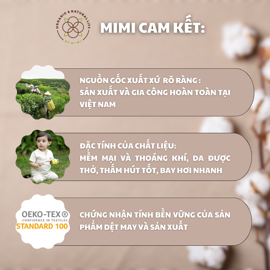 Quần Lót Mimi Organic Official Dáng Boxer Bé Trai Màu Nâu Kín Sợi Bông Hữu Cơ