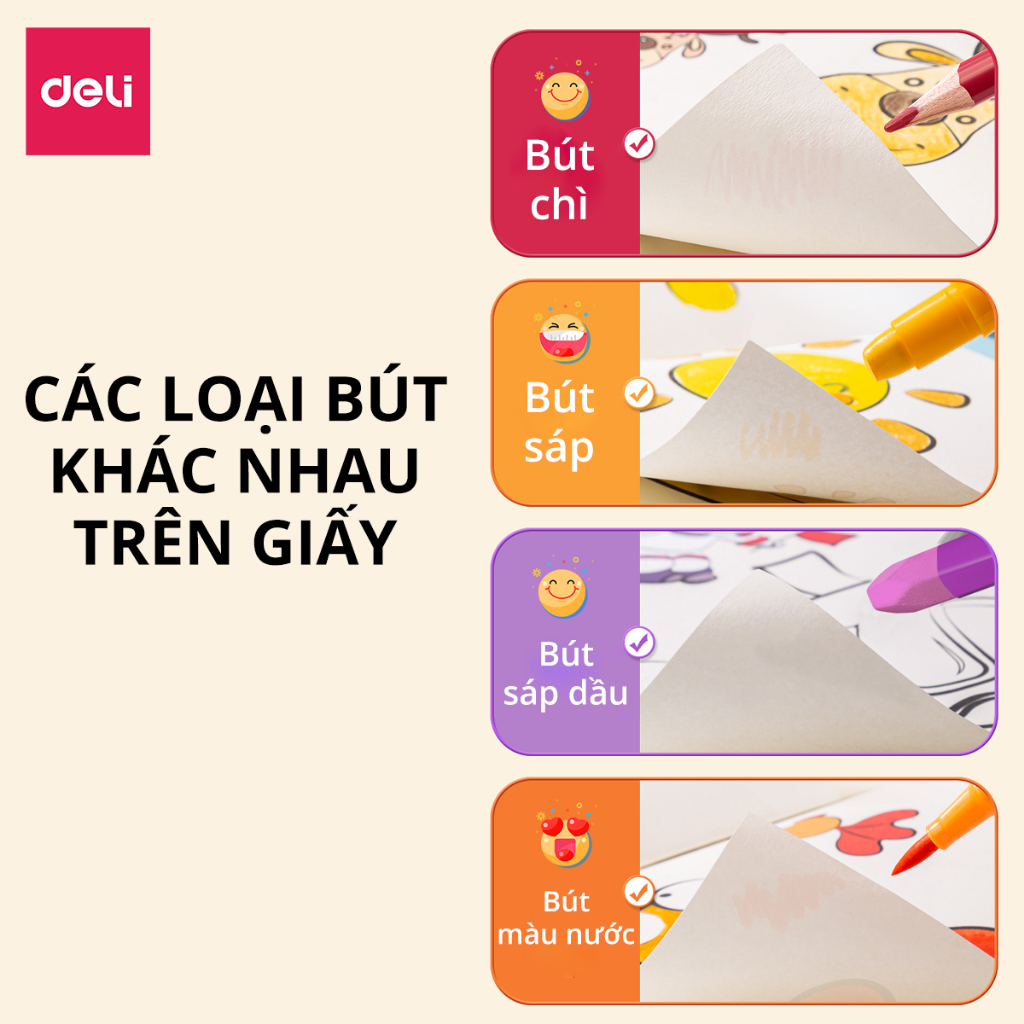 Vở Vẽ Học Sinh Tập Tô Màu Cho Bé A4/B5 Deli - Giấy Dày Mịn Tô Vẽ Trơn Tru Hạn Chế Lem Màu - Sổ Vẽ Dễ Thương Tiện Dụng