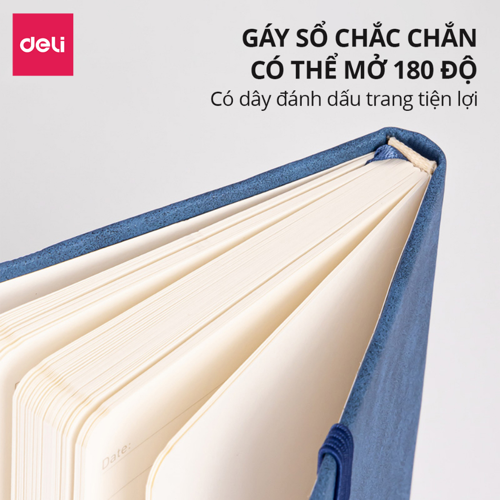 Sổ Tay Bìa Da Kẻ Ngang Mini A6 Cao Cấp Deli - 192 Trang 80gsm, Chống Nước - Ghi Chép, Takenote, Làm Quà Tặng Nhật Kí