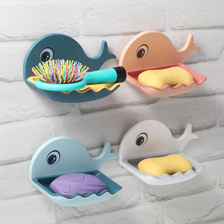 Khay Để Xà Bông Tắm Hình Cá Voi Siêu Xinh, Kệ Đa Năng Dán Tường Phòng Tắm