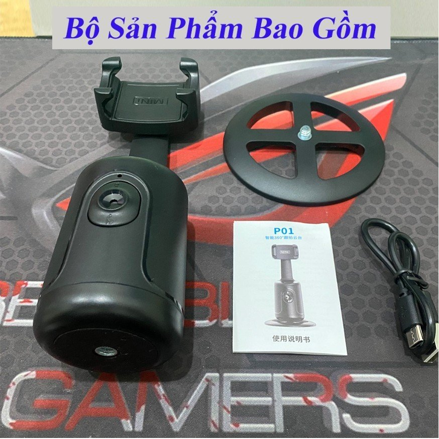 Gimbal AI Kiêm Giá Đỡ Điện Thoại P01 - Cảm Biến Thông Minh Nhận Diện Khuôn Mặt - Xoay 360° - Chính Hãng HD DESIGN