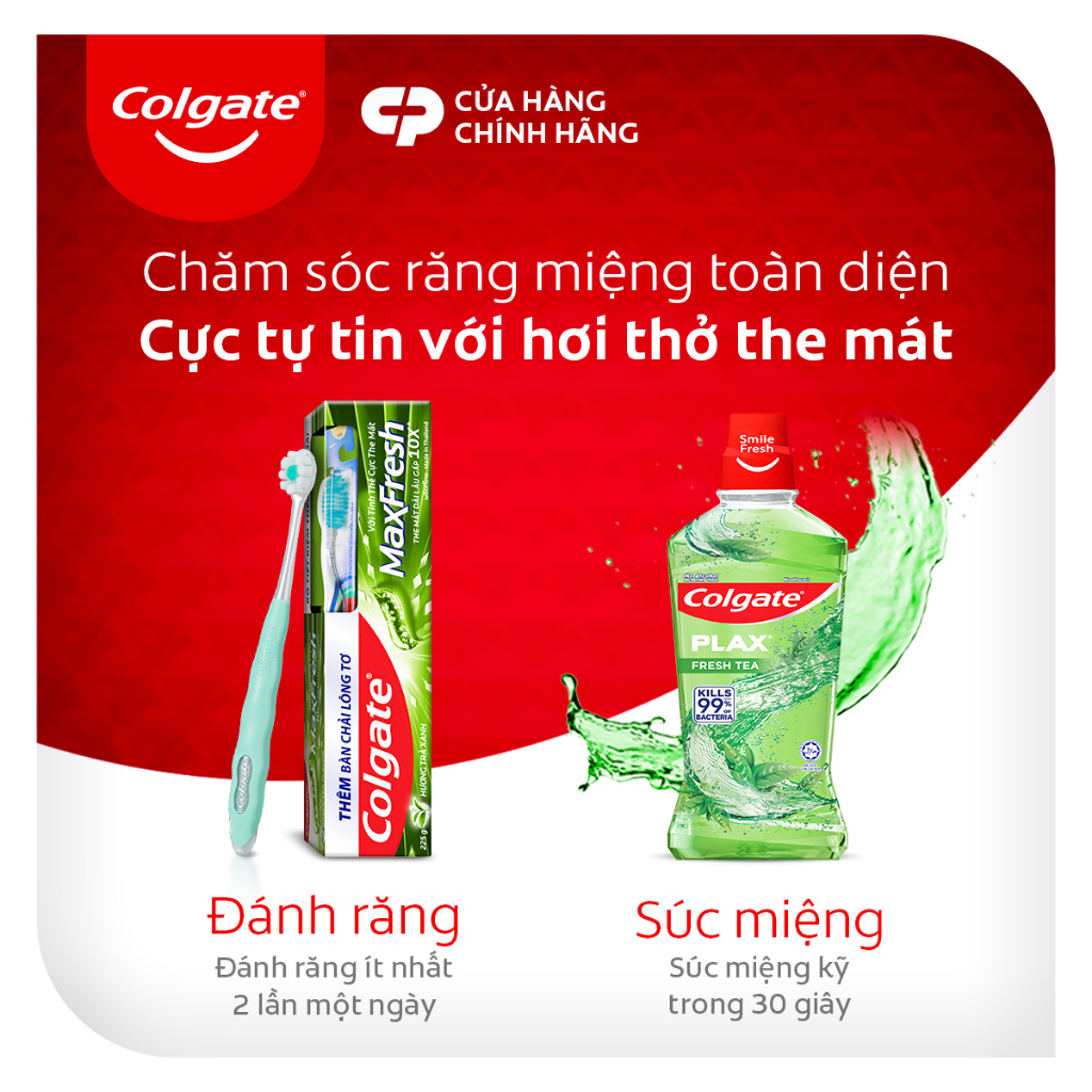 Bộ 4 Kem đánh răng Colgate Maxfresh Trà Xanh the mát 225g/tuýp tặng bàn chải