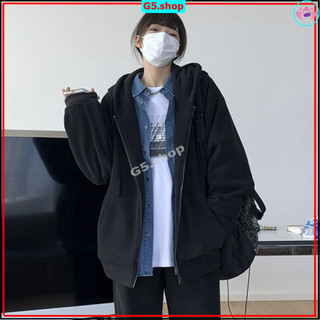 Áo hoodie khóa zip unisex black - hoodie dây kéo form rộng màu đen M L XL 40kg - 70kg - g5.shop