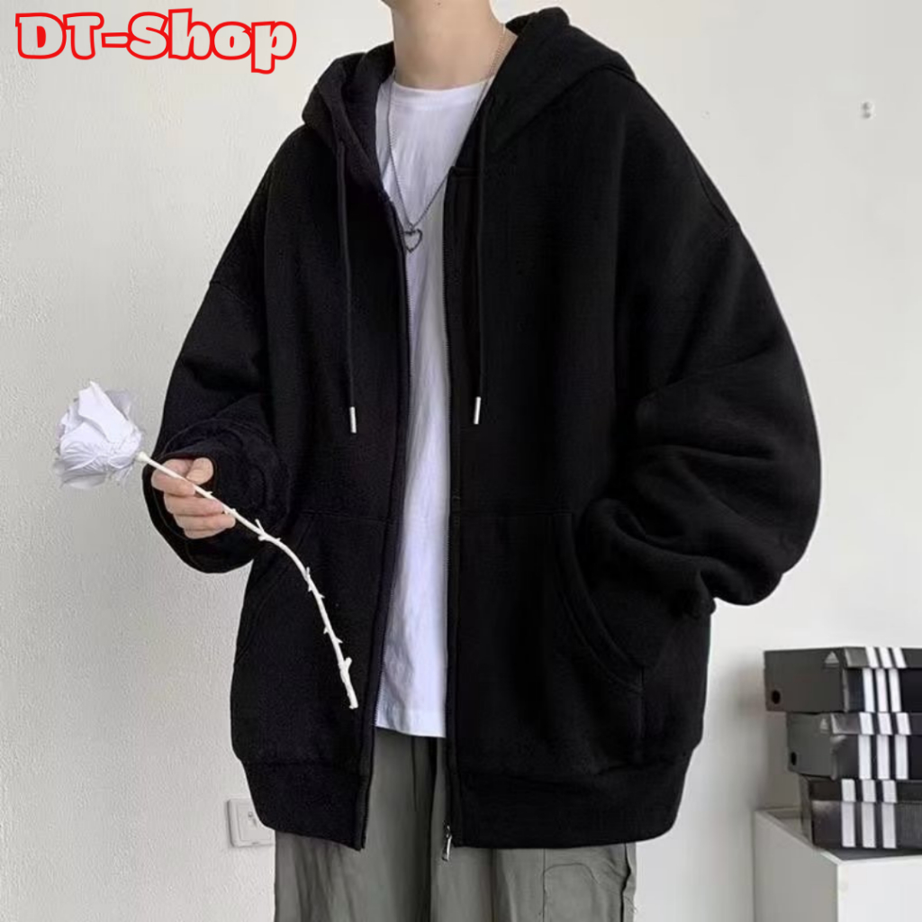 Áo khoác nỉ hoodie trơn Unisex - Hoodie zip form rộng có mũ dáng suông basic ulzzang nam nữ HOT - dt_shop M03