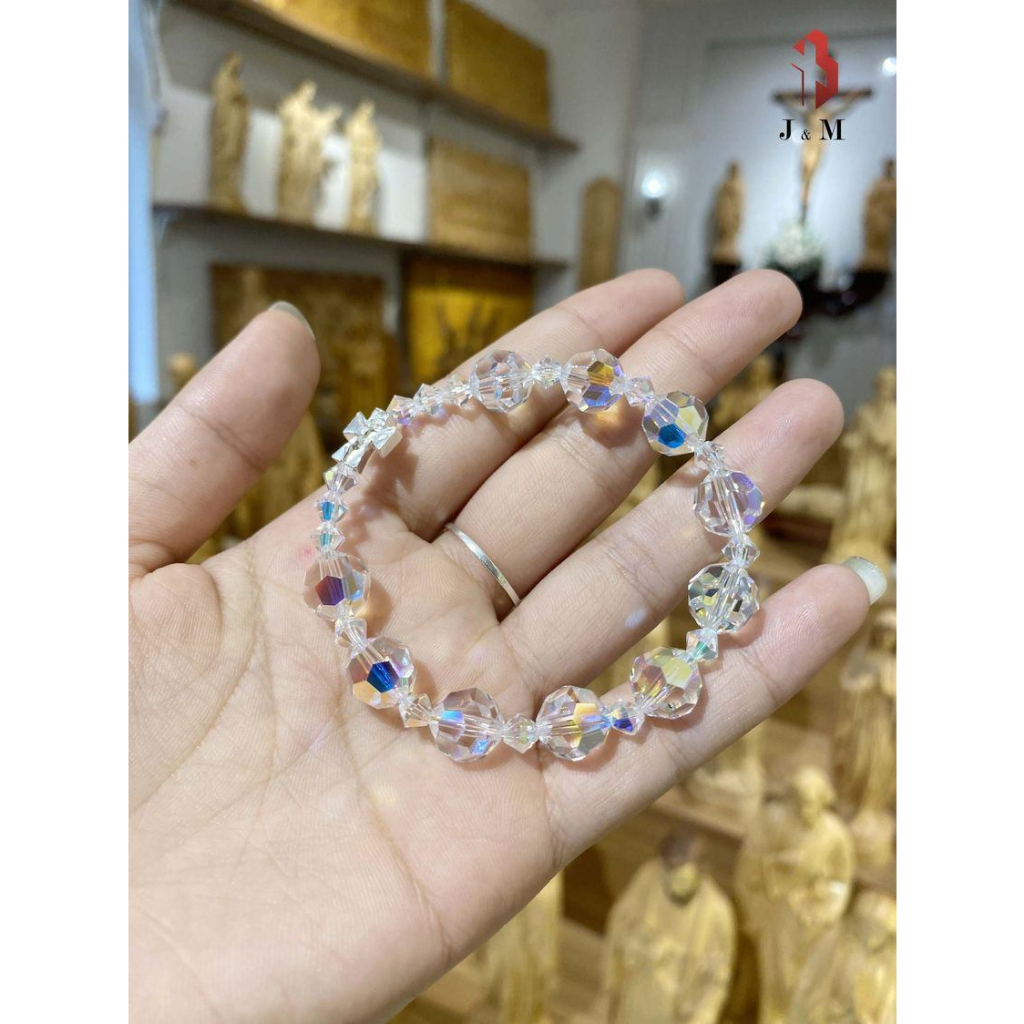 Chuỗi Mân Côi Phale Nhập Khẩu Cao Cấp Mix Thánh Giá Bạc Ta Luôn Sáng Bóng Và Có Sắc Cầu Vòng Trong Hạt