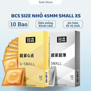 Bao cao su size nhỏ 45mm SMALL XS, bcs size nhỏ siêu mỏng chống xuất tinh sớm kéo dài thời gian hộp 10 bao