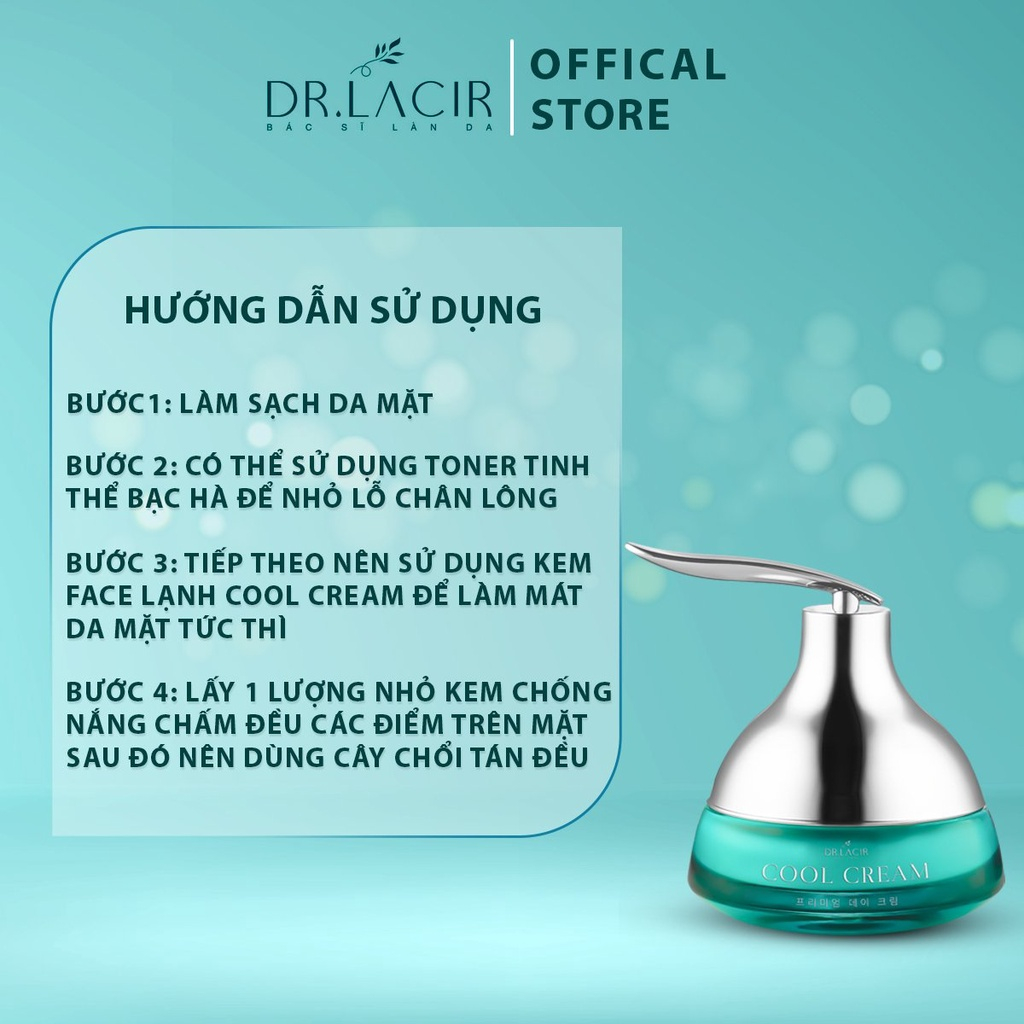 Kem Dưỡng Trắng Da,Kem Chống Nắng Dr. Lacir Cool Cream Mới SPF55++ Kiềm Dầu Dưỡng Da Khô, Da Hỗn Hợp - Dung Tích 50ml