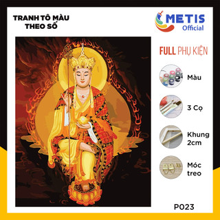  Tranh Số Hoá METIS OFFICIAL Đã Căng Khung Sẵn Tranh Tô Màu Theo Số Phật Giáo Địa Tạng Chuẩn Màu P023 