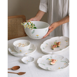 Dĩa chén chủ đề Daisy - bộ chén cốc hoa cúc kiểu Hàn