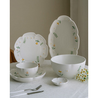 Dĩa chén chủ đề Daisy - bộ chén cốc hoa cúc kiểu Hàn