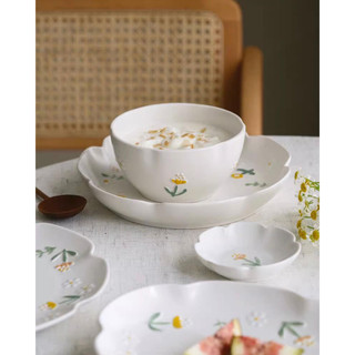 Dĩa chén chủ đề Daisy - bộ chén cốc hoa cúc kiểu Hàn