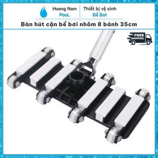 Bàn hút vệ sinh bể bơi 8 bánh xe đen trắng cán nhôm, Bàn hút đáy hồ bơi