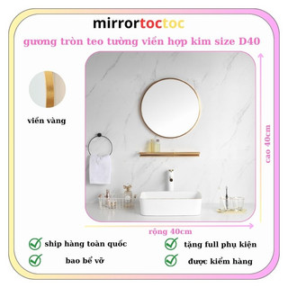Gương soi nhà tắm ,Gương tròn treo tường bàn trang điểm viền hợp kim nhôm xước đường kính 40cm tặng phụ kiện