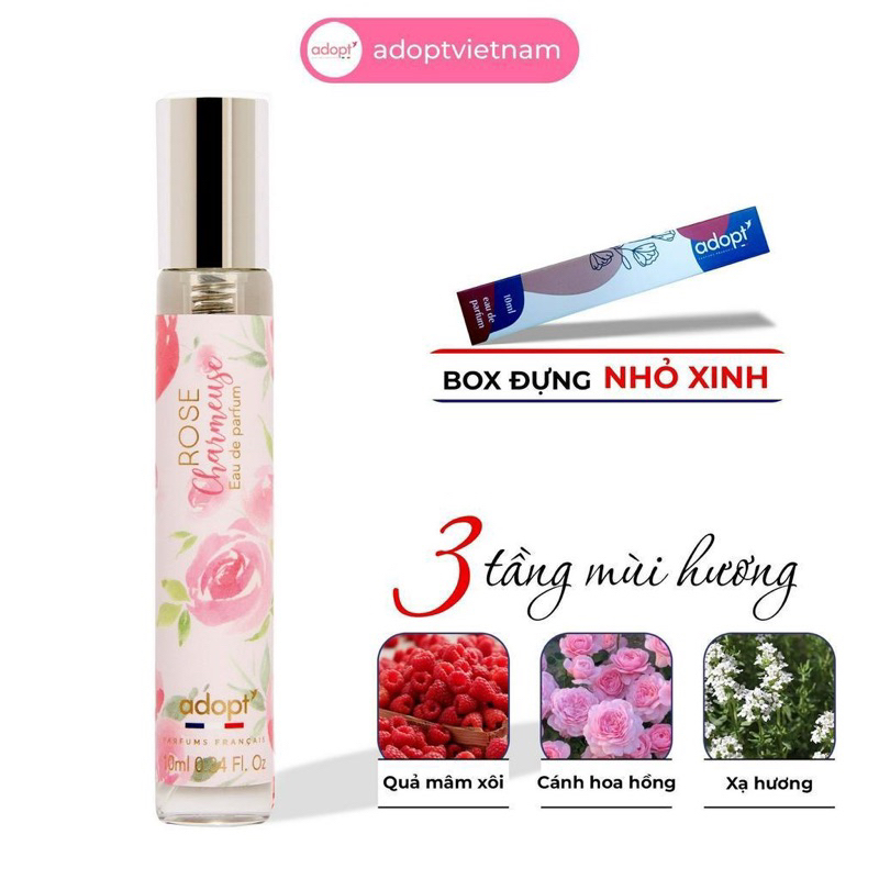 Nước hoa nữ Adopt ROSE CHARMUSE tinh dầu thơm chính hãng Pháp thơm lâu tinh tế thơ mộng