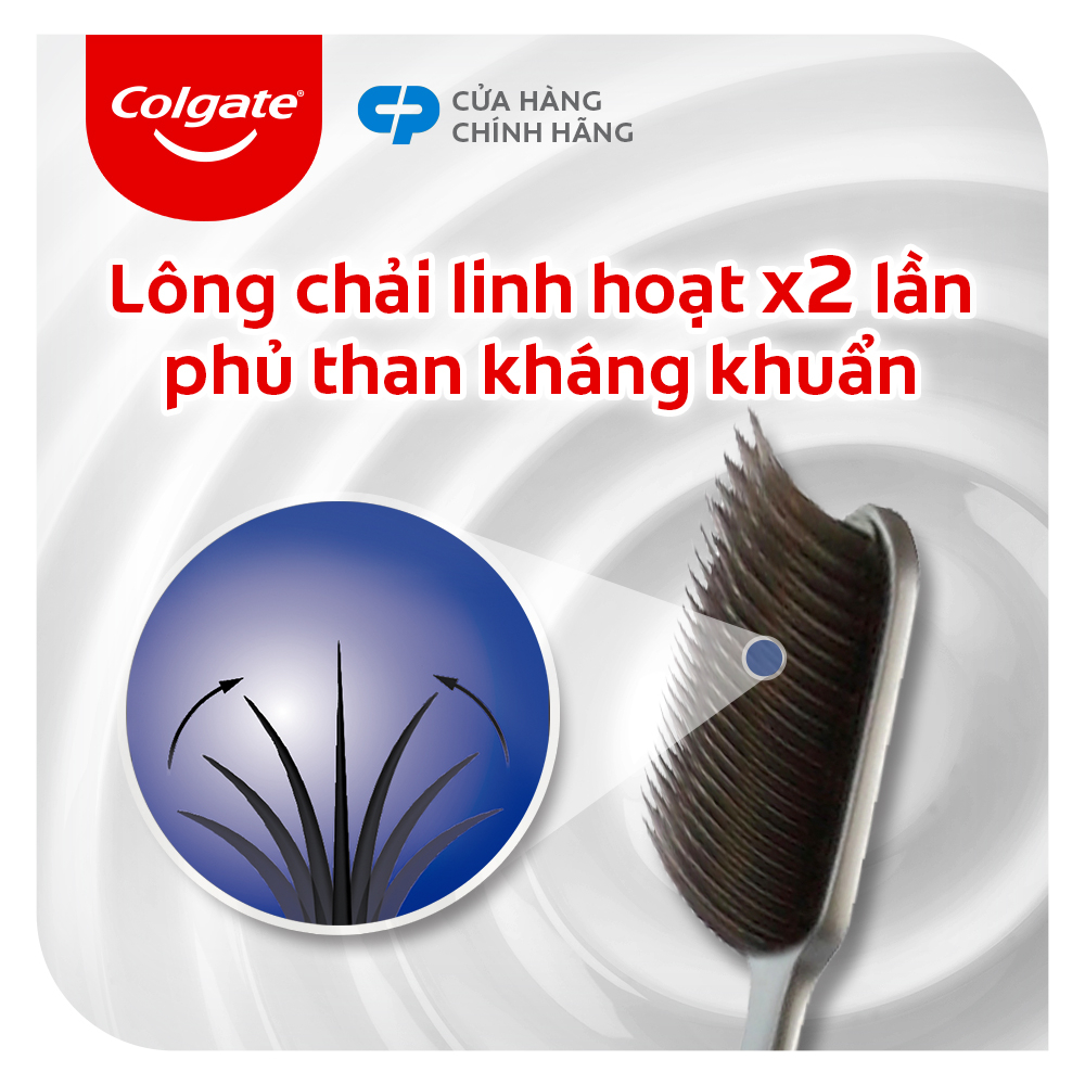 Bộ 4 Bàn chải Colgate Slimsoft Flex Clean Charcoal nguyên khối than hoạt tính kháng khuẩn