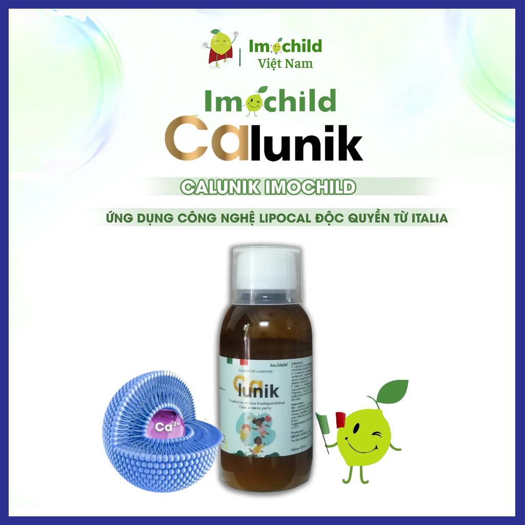 Combo 2 Hộp Canxi Sinh Học CALUNIK Imochild Hỗ Trợ Phát Triển Chiều Cao Cho Bé - Lọ 125ml