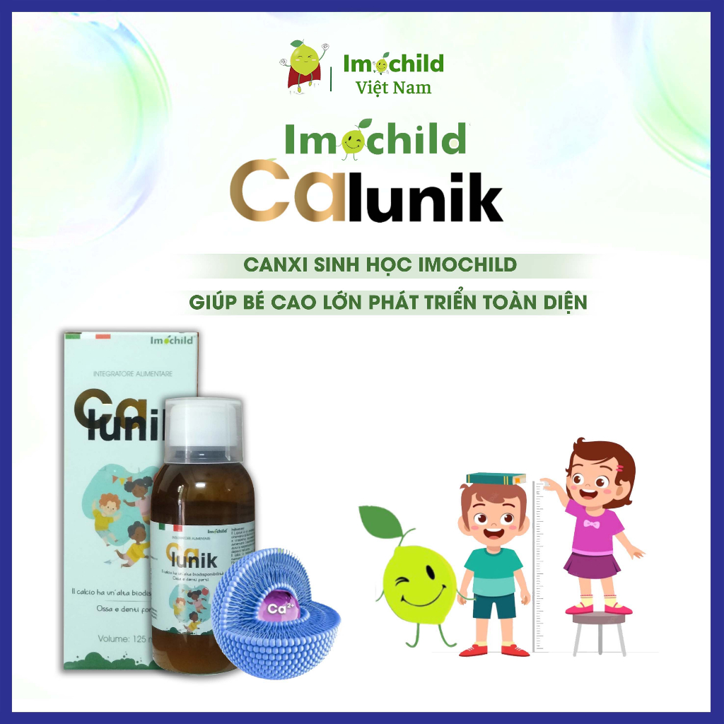 Combo 2 Hộp Canxi Sinh Học CALUNIK Imochild Hỗ Trợ Phát Triển Chiều Cao Cho Bé - Lọ 125ml