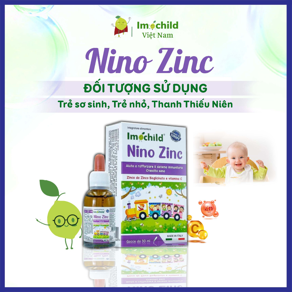 Combo 2 Hộp Kẽm Nhỏ Giọt Cho Trẻ Sơ Sinh NINO ZINC Cải Thiện Biếng Ăn Tăng Đề Kháng - IMOCHILD Kiện 2 Hộp