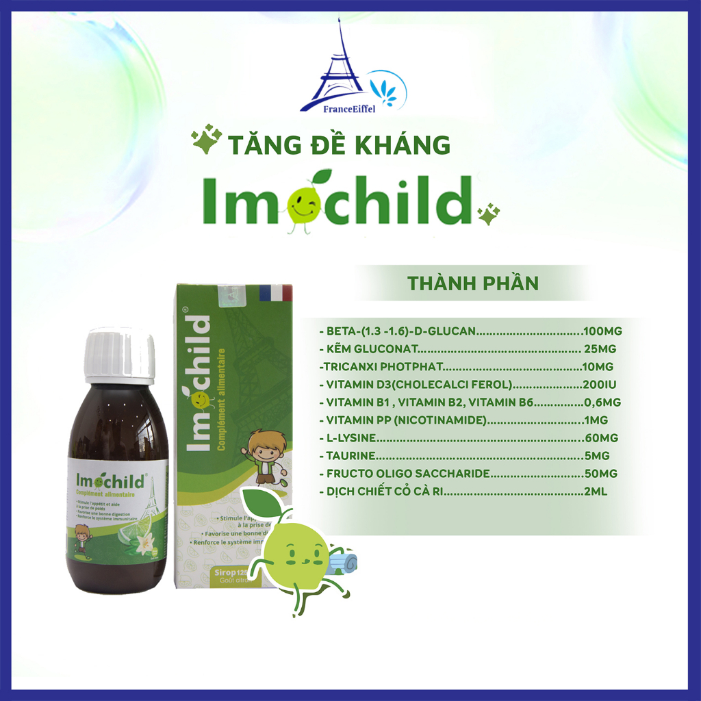 Combo 2 Siro Tăng Đề Kháng Imochild Cho Bé, Cải Thiện Biếng Ăn Đề Kháng Khỏe - IMOCHILD Kiện 2 Hộp