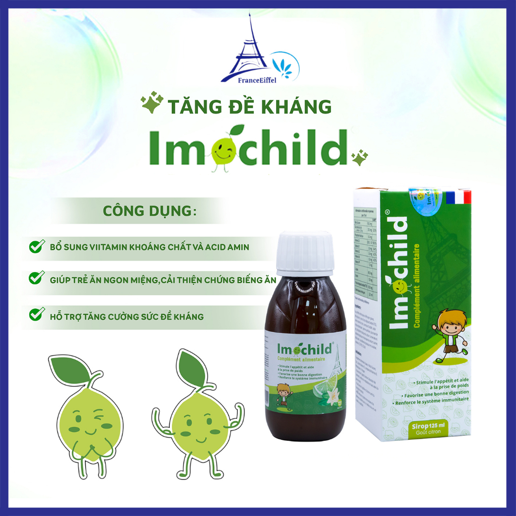 Combo 2 Siro Tăng Đề Kháng Imochild Cho Bé, Cải Thiện Biếng Ăn Đề Kháng Khỏe - IMOCHILD Kiện 2 Hộp