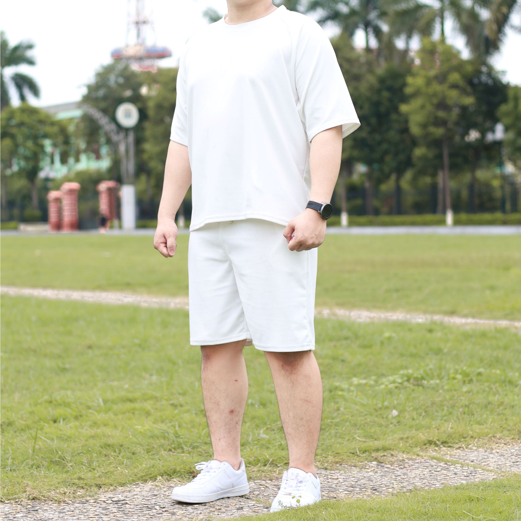 Set bộ đồ trơn cộc tay chất thun tổ ong bigsize dành cho nam - BS COUTURE