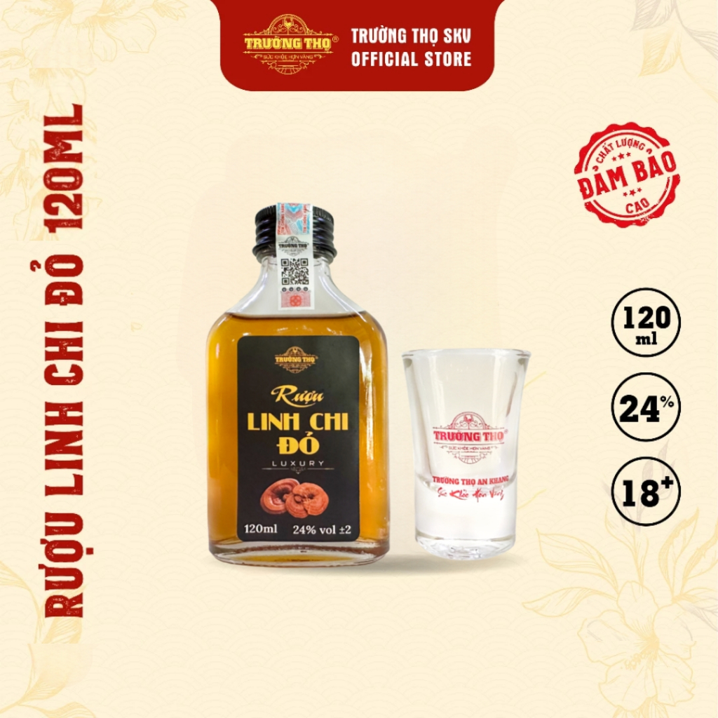 Rượu Linh Chi Đỏ Luxury Chai Nhỏ 120ml - Trường Thọ Sức Khỏe Hơn Vàng