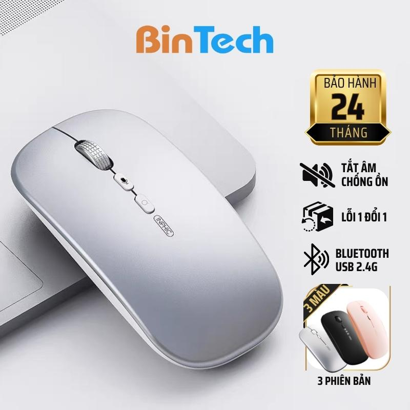 Chuột không dây Bluetooth văn phòng PM1 BINTECH ko tiếng click sạc 1 lần dùng 8 tuần cho laptop MCBook PC Tablet PAD