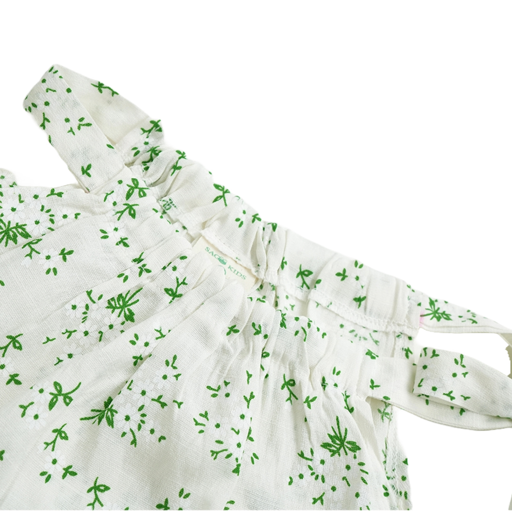 Đầm Hoa Nhí Bé Gái Sago Kids Chất Đũi Thoáng Mát Phối Cổ Yếm Thắt Nơ Dễ Thương - 5 Màu