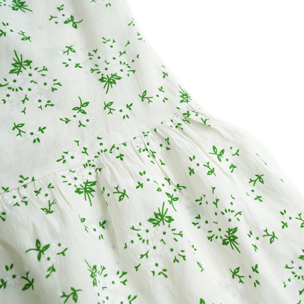 Đầm Hoa Nhí Bé Gái Sago Kids Chất Đũi Thoáng Mát Phối Cổ Yếm Thắt Nơ Dễ Thương - 5 Màu