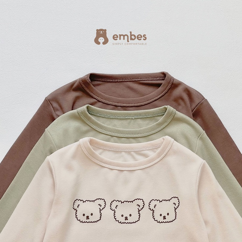 EMBES Bộ quần áo dài tay thu đông cho bé trai bé gái 7kg tới 17kg