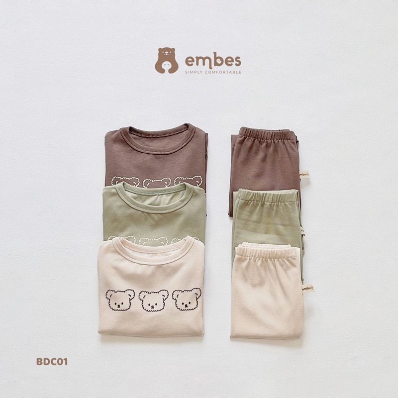 EMBES Bộ quần áo dài tay thu đông cho bé trai bé gái 7kg tới 17kg