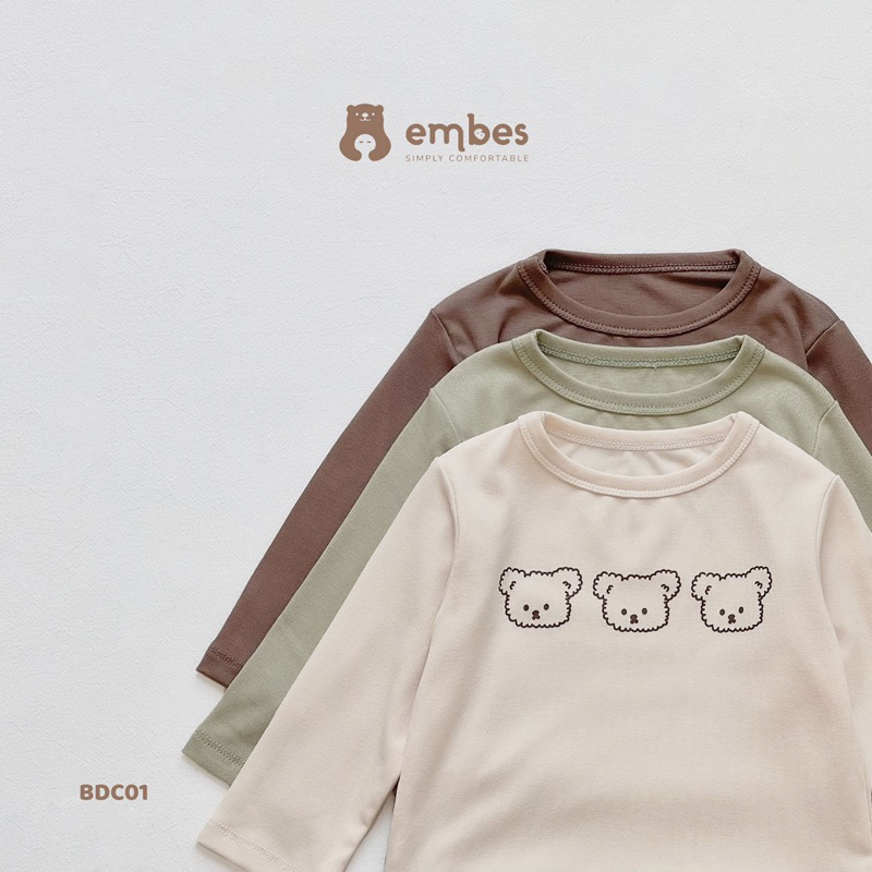 EMBES Bộ quần áo dài tay thu đông cho bé trai bé gái 7kg tới 17kg