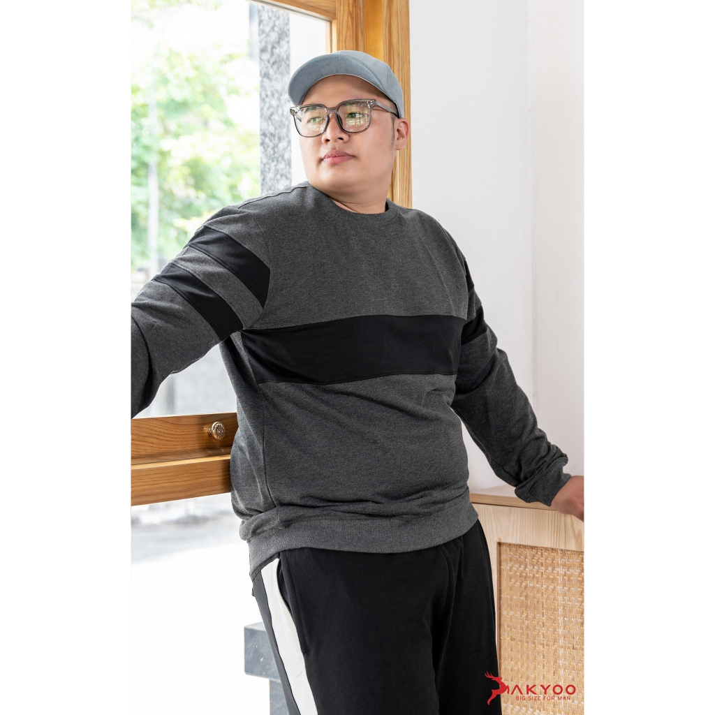 Áo Nỉ Bigsize Nam 80-140KG AKYOO Cao Cấp Không Bai Xù, Áo Nỉ Họa Tiết Nam Bigsize, Áo Nỉ Nam Bigsize - AN C12