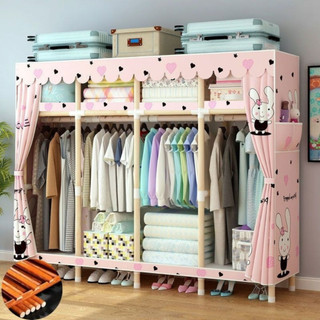 Tủ vải khung gỗ 4 buồng cao cấp, tủ đựng quần áo tiện lợi,