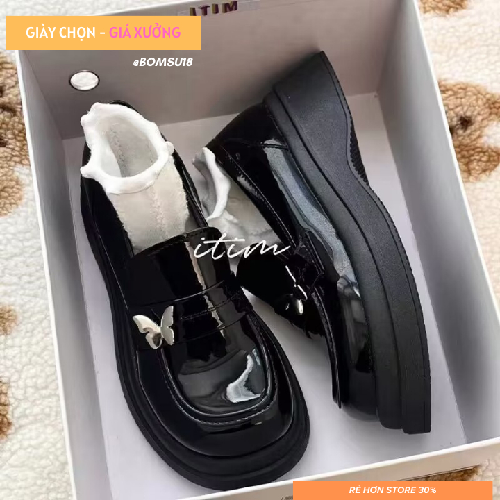 Giày da Oxford nữ LOER - 05 khuy bên phong cách Hàn Quốc - Giày da nữ thời trang