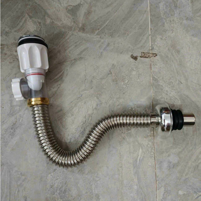 Bộ thoát chậu lavabo rửa mặt inox 304 dùng cho chậu treo tường và bàn đá có van chống hôi