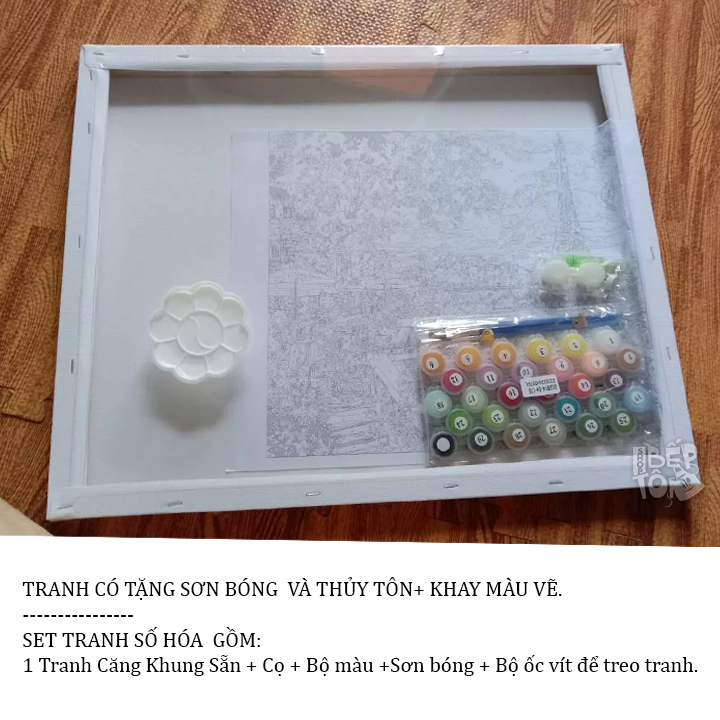 TRANH TÔ MÀU THEO SỐ HÓA PHẬT GIÁO,căng khung dày 2,5cm Khổ 40x50cm.