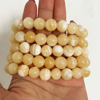 Vòng tay chuỗi hạt ngọc thật màu hồng cam cho người mệnh Thổ và hỏa đường kính hột 10 li (1cm)
