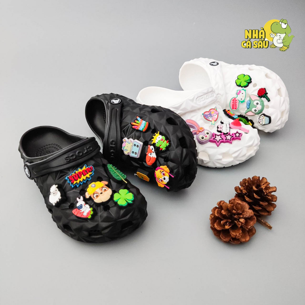 Dép cross classic trẻ em sầu riêng chính hãng tặng kèm jibbitz, dép sục cross kim cương bé trai bé gái - Nhà Cá Sấu