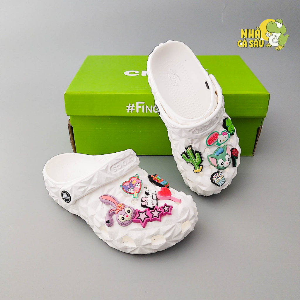 Dép cross classic trẻ em sầu riêng chính hãng tặng kèm jibbitz, dép sục cross kim cương bé trai bé gái - Nhà Cá Sấu