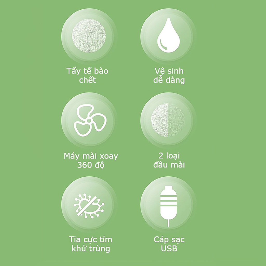 Máy Chà Gót Chân Tẩy Da Chết Có Đèn Tia Cực Tím Khử Trùng - Máy Chà Gót Kèm 2 Đầu Mài Tẩy Tế Tào Chết Gót Chân - ZENTECH