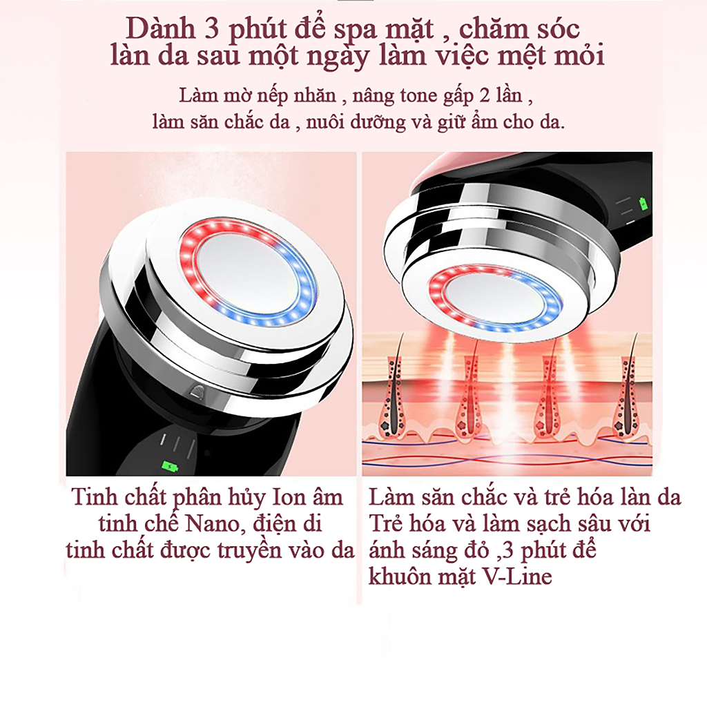 Máy Massage Mặt Mini Cầm Tay ZENTECH - Máy Mát Xa Điện Di Nâng Cơ Mặt - Máy Mát Xa Mặt Cầm Tay Ion Máy Tẩy Tế Bào Chết