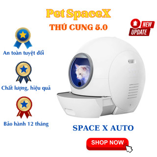 Máy dọn phân mèo tự động space x auto bản mới 2024, nhà vệ sinh tự động, máy dọn cho mèo khử khuẩn tia uv